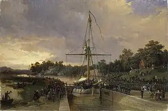 Het eerste schip gaat door de sluizen in 1832