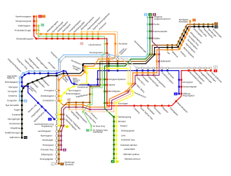Netwerkkaart van de Tram van Göteborg