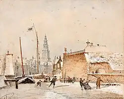 Albert Jurardus van Prooijen (1861): Het Kleine Poortje van buitenaf gezien in de winter