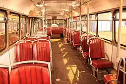 Interieur van Kromhout TBZ100/Verheul stadsbus 281 uit 1957, GVB (Amsterdam)