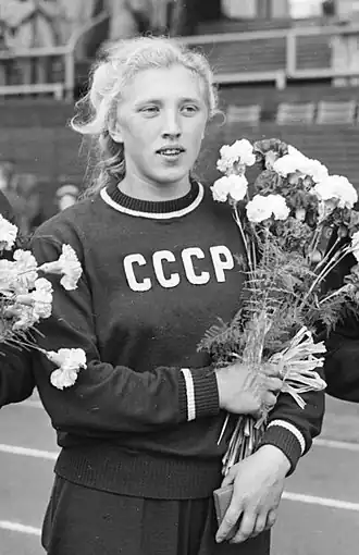 Galina Zybina op de Olympische Spelen van 1952 in Helsinki.