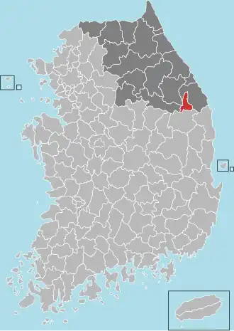 Kaart van Taebaek-si