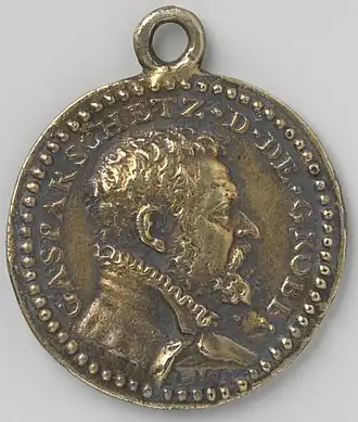 Zilveren medaille met de beeltenis van Gaspard II Schetz (Collectie Rijksmuseum Amsterdam)