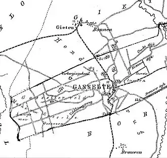Gasselte en omgeving uit: Gemeente Atlas van Nederland, J. Kuyper 1865-1870