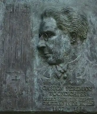 Gaston Feremans. Bronzen herdenkingsplaquette van Mariette Teugels