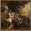 Gaucher de Châtillon défend seul l'entrée d'une rue dans le faubourg de Minieh, 1842.