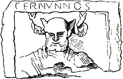 Cernunnos op een Keltisch bas-relief gevonden in de Notre Dame de Paris