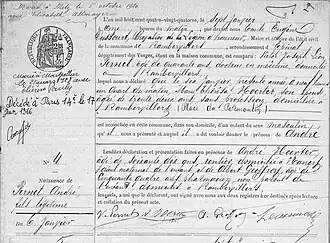 Geboorte register André Pernet