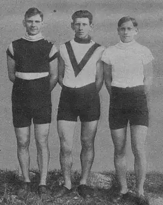 Heiri Suter (rechts) met zijn broers Paul (links) en Max in 1921