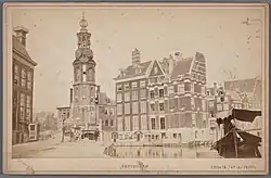 Brug 1 rond 1870 met de Engelse Huizen met rechts de Doelensluis