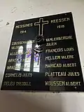 Gedenksteen in de Sint - Niklaaskerk - Voor de militaire slachtoffers van Mesen zelf.