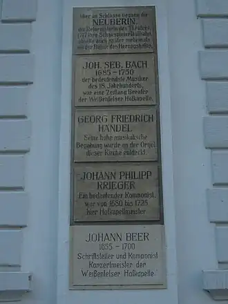 Gedenkplaten aan Slot Nieuw Augustusburg in Weißenfels