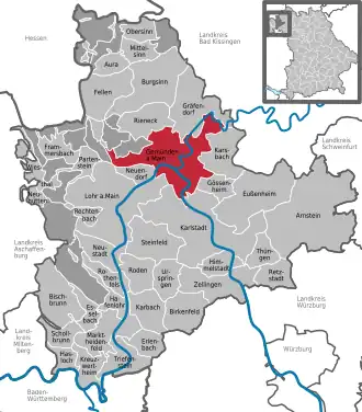 Kaart van Gemünden am Main