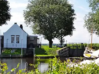 De sluis (rechts) met het gemaal (links)