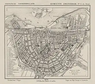 Brug ingetekend op een kaart uit 1872