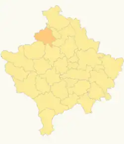 Locatie van de gemeente Zubin Potok in Kosovo