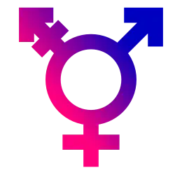 Transgendersymbool inclusief agenders in de kleuren van de biseksuele vlag