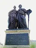 Helvetia (rechts) met Geneva (monument in Genève).