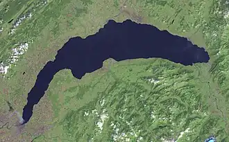 Satellietfoto van het Meer van Genève