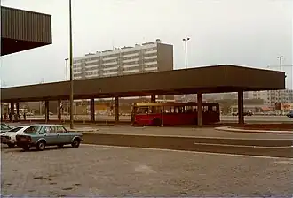 Busstation bij Station Genk in 1979