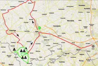 Routekaart van de Gent-Wevelgem 2016