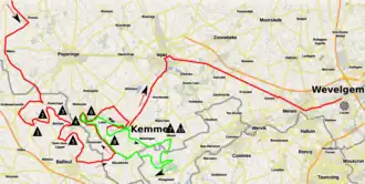 Routekaart van de Gent-Wevelgem 2017