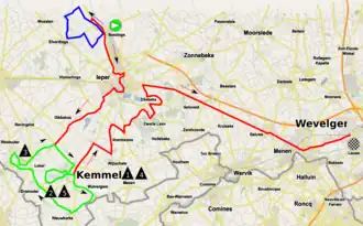 Routekaart van de Gent-Wevelgem 2017