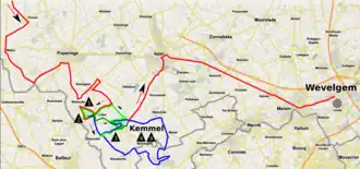 Routekaart van de Gent-Wevelgem 2023