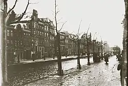 Zuidelijke gevelwand Lauriergracht met in het midden de Konijnenstraat (1894-1898)]