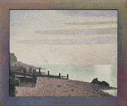Seurat: Honfleur, un soir, embouchure de la Seine, 1886