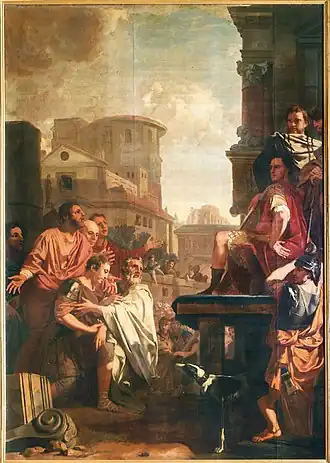 "De genade van Lucius Papirius Cursor", 1688. Schilderij door Gerard de Lairesse