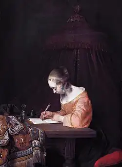 Gerard ter Borch (II), De briefschrijfster (ca. 1655)