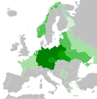 Nazi-Duitsland in 1942 ■&nbsp;Duitsland ■&nbsp;Protectoraat Bohemen, Moravië, Polen ■&nbsp;Bezette gebieden onder civiel bestuur ■&nbsp;Bezette gebieden onder militair bestuur ■&nbsp;Finse bezettingszone