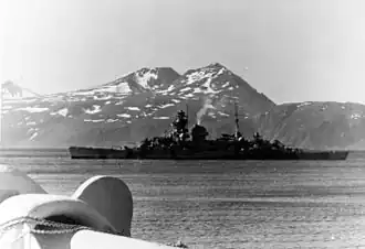 Admiral Hipper in een Noorse fjord 1942