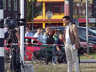 Eickhof doet voor het NOS Journaal verslag van een brand in Amsterdam (2007)