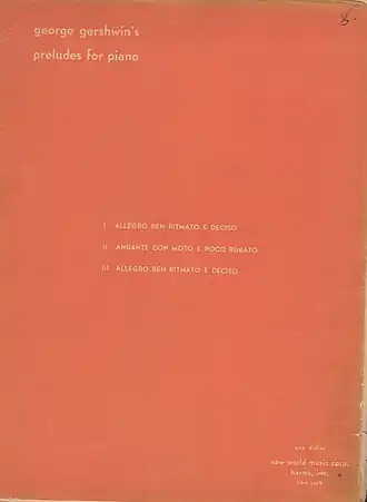 Eerste uitgave van Three Preludes, 1927