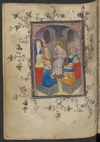 fol. 62v. Christus tussen de schriftgeleerden