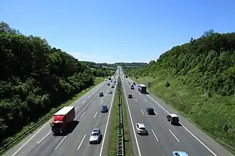 Blik vanaf de brug in de Eichholzstraße op de A1 in Gevelsberg (2012)