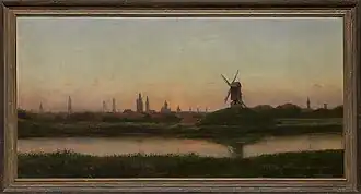 Gezicht op de Kruisvest, schilderij door Bruno De Simpel, 19de eeuw (Groeningemuseum).