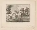 De ruïne van het kasteel, getekend door Hendrik Spilman tussen 1742 en 1784