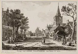 Het plein en de kerk in 1782