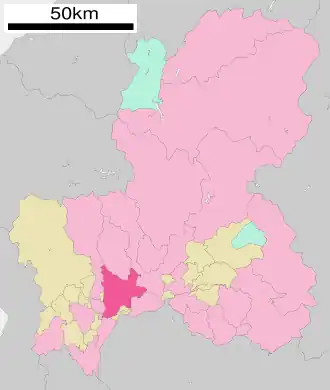 Situering van Gifu in de prefectuur Gifu