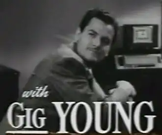 Gig Young in de trailer van Old Acquaintance