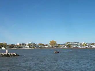 De haven van Gimli aan het Winnipegmeer