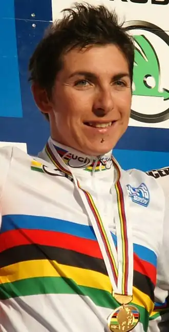 Giorgia Bronzini na winst op het WK 2011