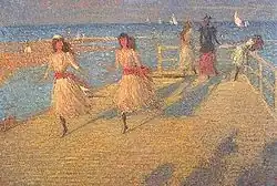 Girls Running; Walberswick Pier