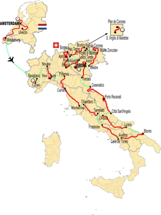 Routekaart van de Ronde van Italië 2010