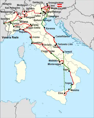 Routekaart van de Ronde van Italië 2011