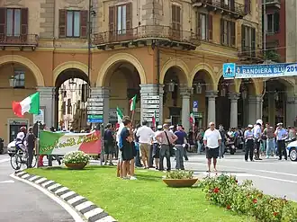 Protesten in Savona rond de Ronde van Padanië in 2011