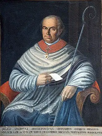 Titulair aartsbisschop Amorelli, met lint van commandeur in de Orde van Frans I